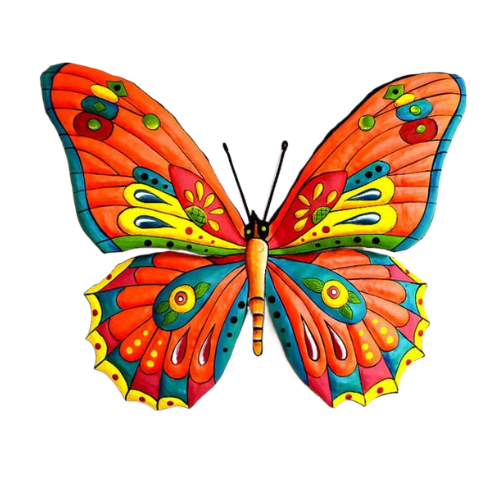 Butterfly Wall Hanging - Painted Metal Tropical Decor - Metal Wall Art.