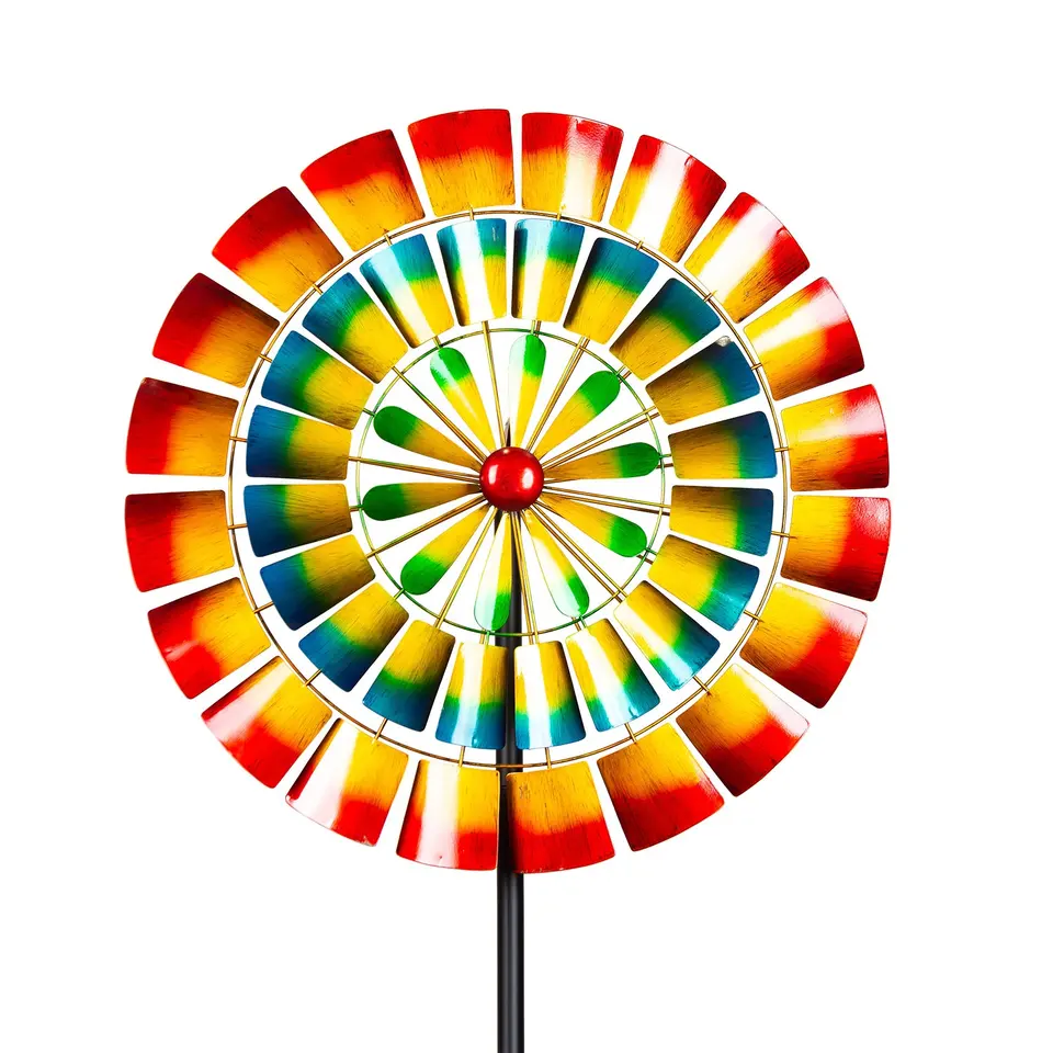 Colorful Garden Windmill Metal Windmill Garden Decoration Wind Spinner with Tail