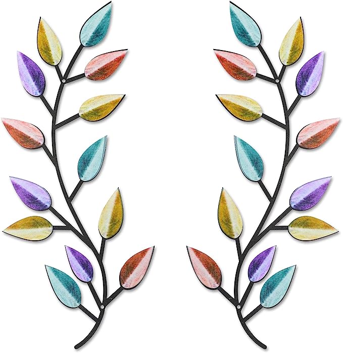 2Pieces Metal Tree Leaf Wall Vine Olive Branch Leaf