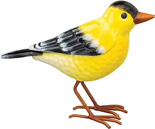 Small Rustic Summer American Goldfinch Finch Metal Tin Song Bird Figure