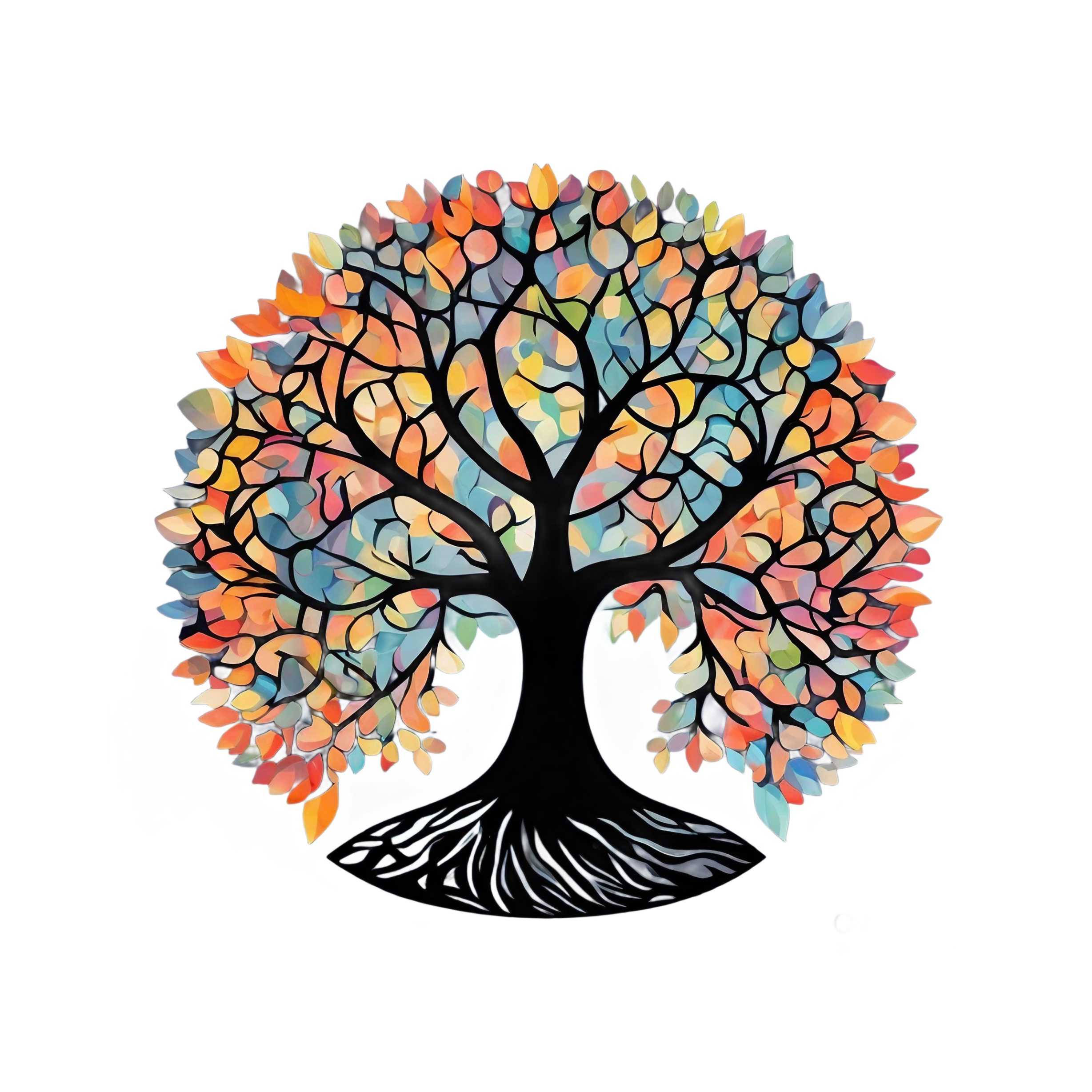 colorful tree of life silhouette