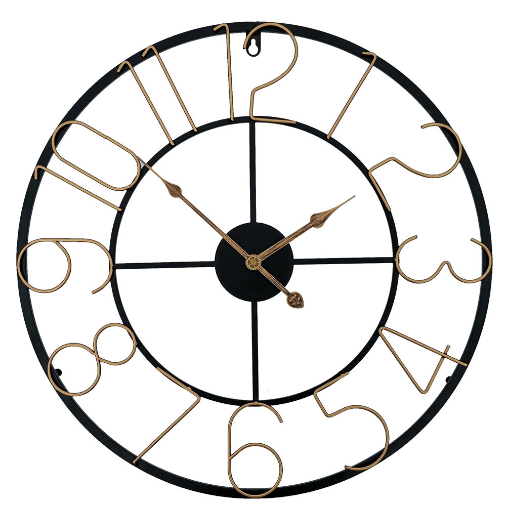 Wrought iron digital wall clock simple creative retro clock wire clock living room  mute wall clock