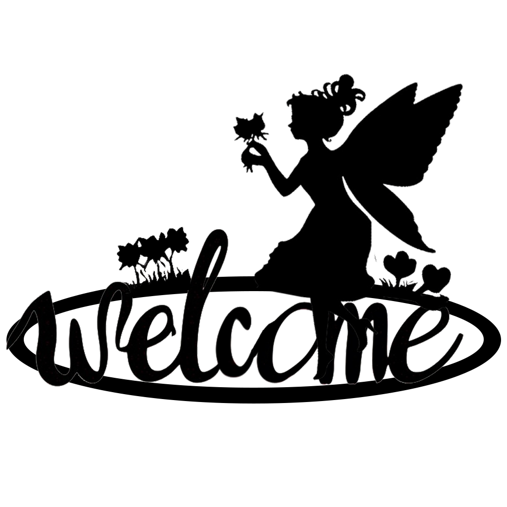 Flower Fairy metal welcome sign