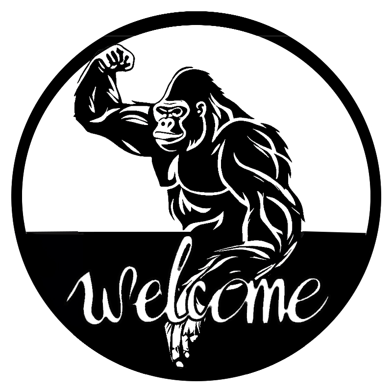 Victory gorilla metal art wall flat sign